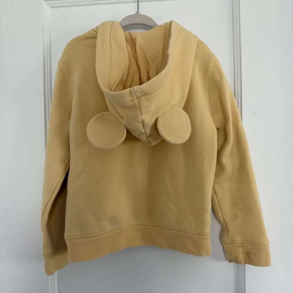 Disney babyGap Full Zip Hoodie Mickey Donald Ears Yellow 100% Cotton Sz 5
